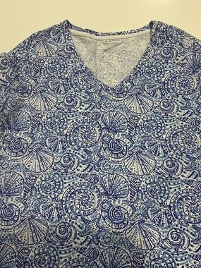 Talbot's v neck short sleeve blue shell shirt size x